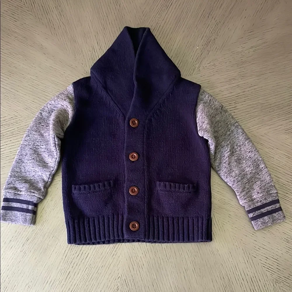 Gap Navy and Gray Button-Up Cardigan size 2